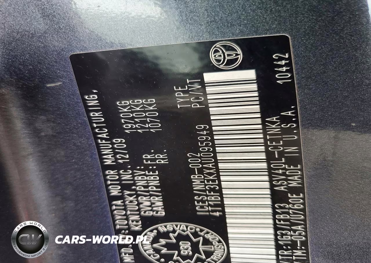 2010 Toyota Camry Base VIN:4T1BF3EKXAU095949 - 12