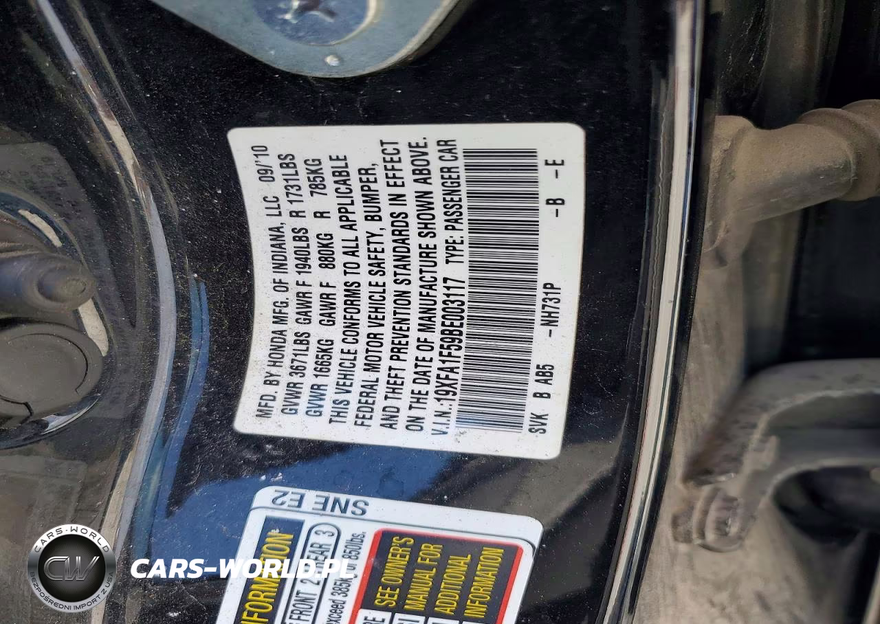 2011 Honda Civic Lx VIN:19XFA1F59BE003117 - 12