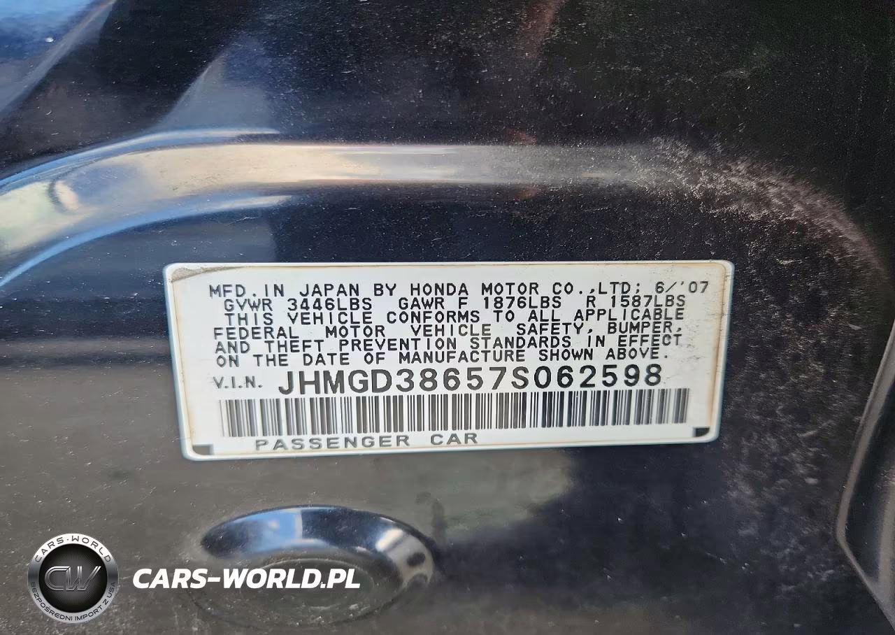 2007 Honda Fit S VIN:JHMGD38657S062598 - 12