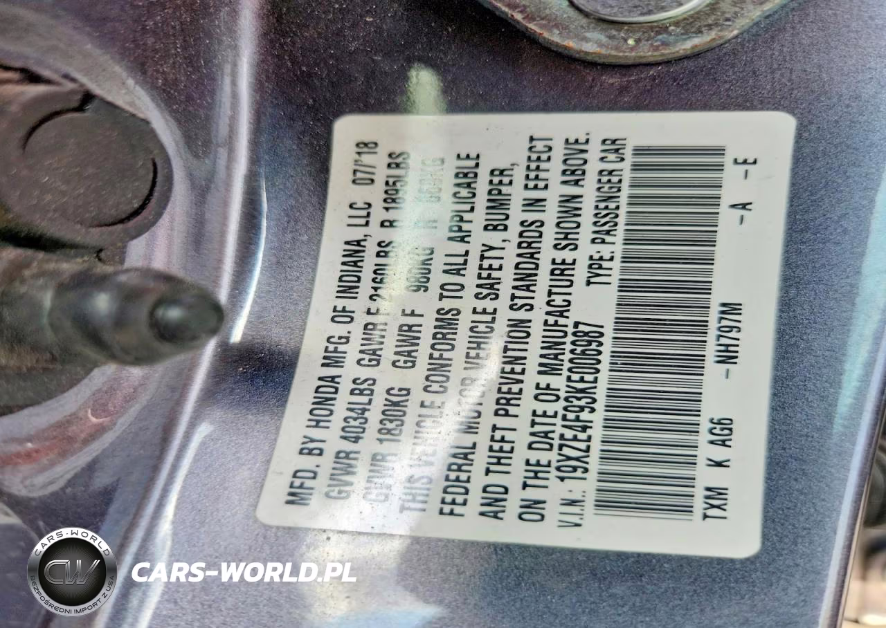 2019 Honda Insight Touring VIN:19XZE4F93KE006987 - 12