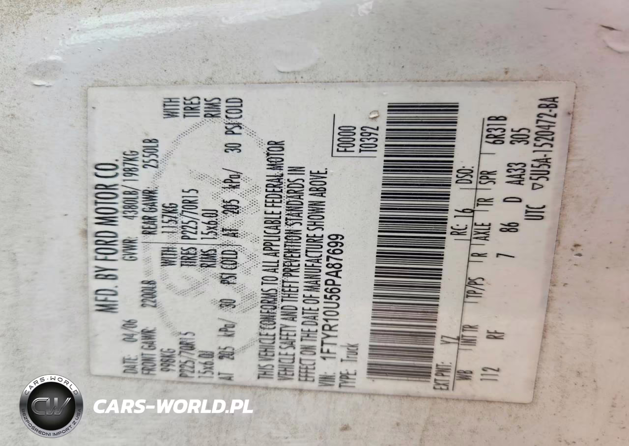 2006 Ford Ranger VIN:1FTYR10U56PA87699 - 12