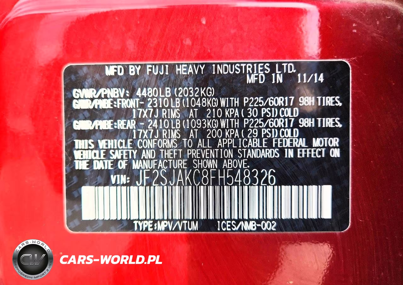 2015 Subaru Forester 2.5I Limited VIN:JF2SJAKC8FH548326 - 14