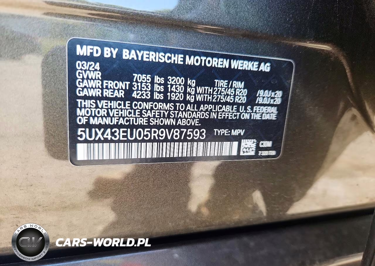 2024 BMW X5 xDrive50E VIN:5UX43EU05R9V87593 - 12