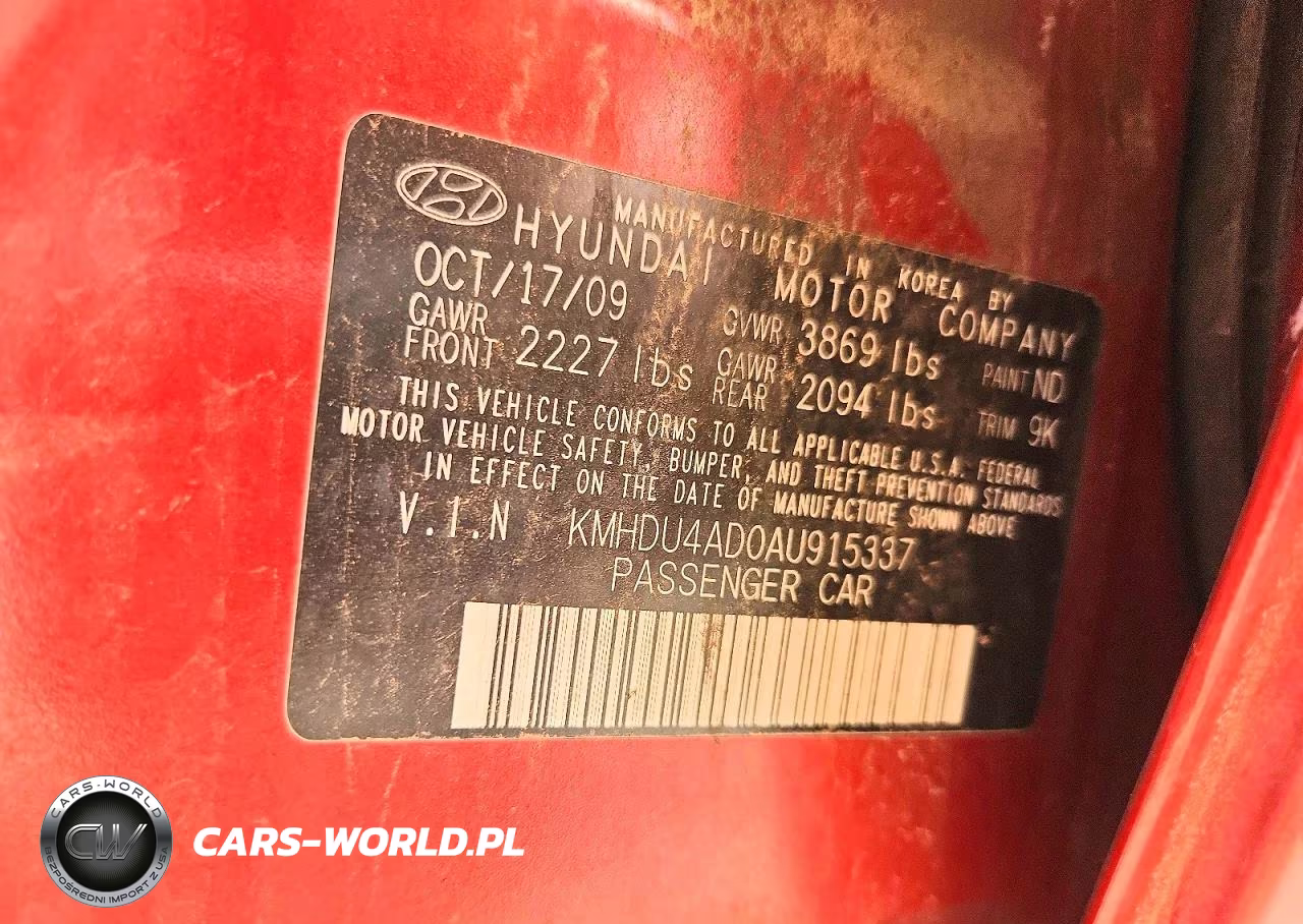 2010 Hyundai Elantra Gls VIN:KMHDU4AD0AU915337 - 12