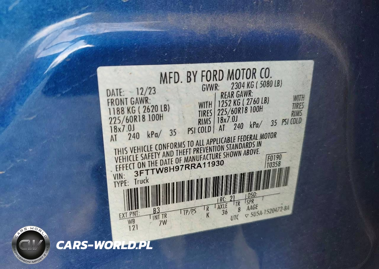 2024 Ford Maverick Xlt VIN:3FTTW8H97RRA11930 - 12