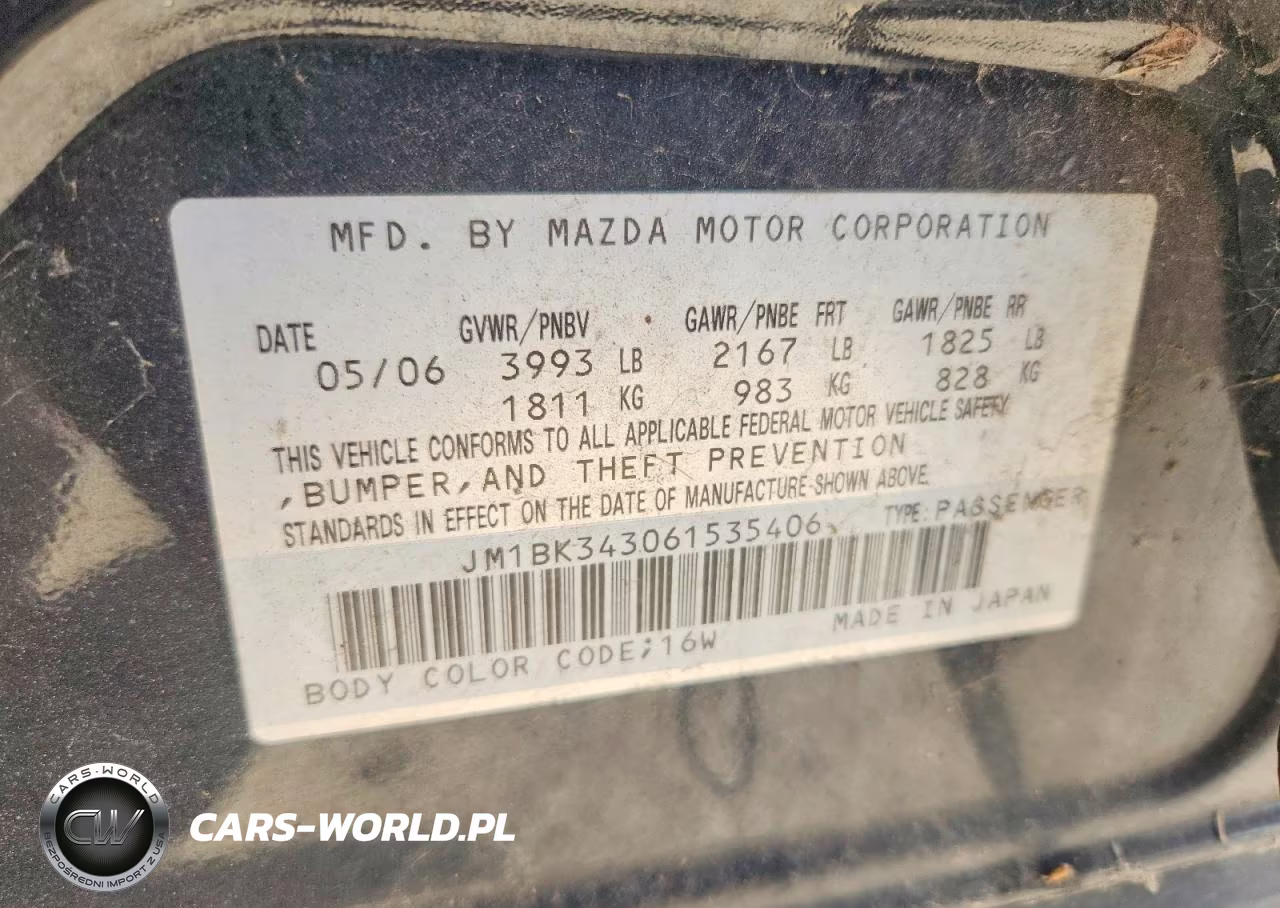 2006 Mazda 3 Hatchback VIN:JM1BK343061535406 - 12