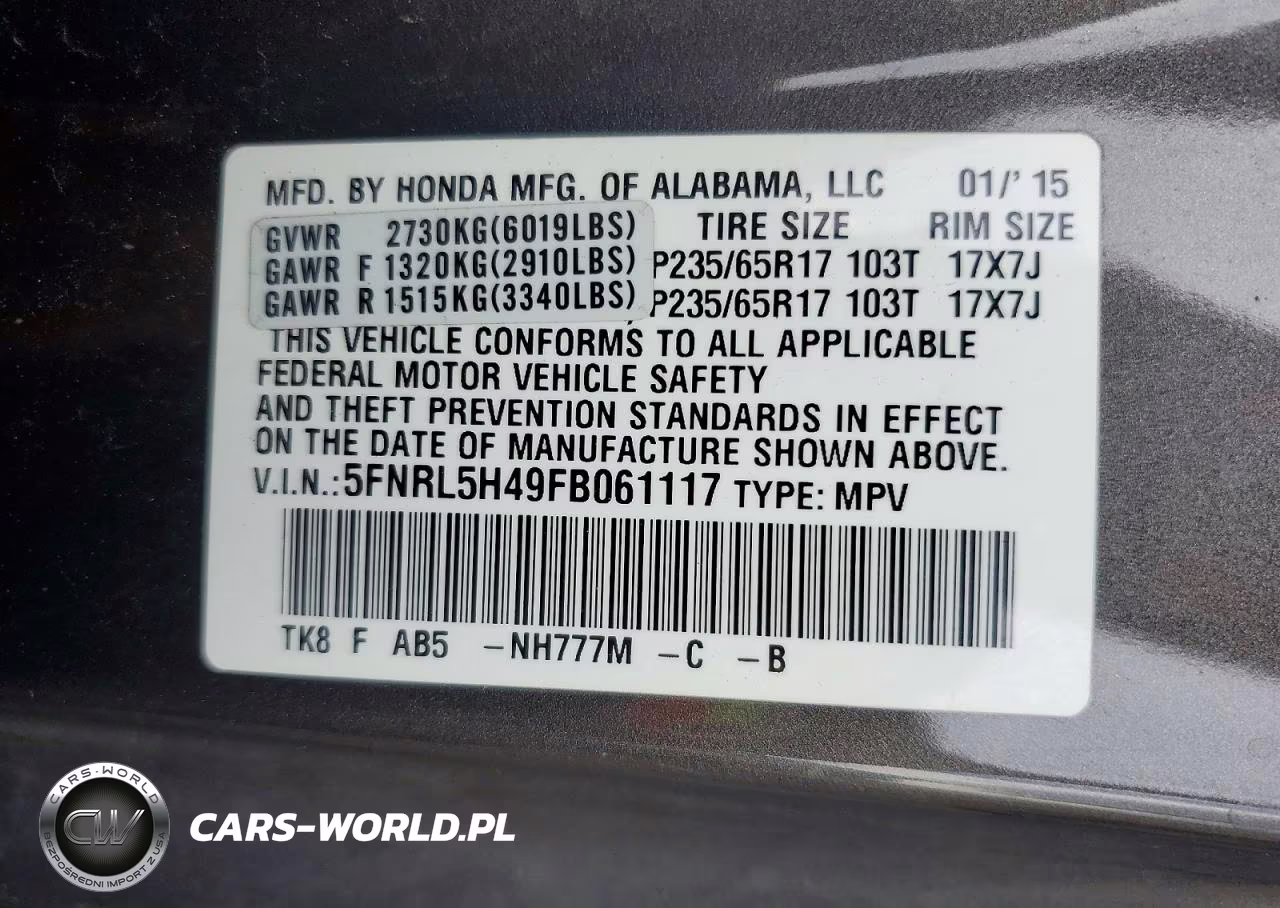 2015 Honda Odyssey Ex VIN:5FNRL5H49FB061117 - 13
