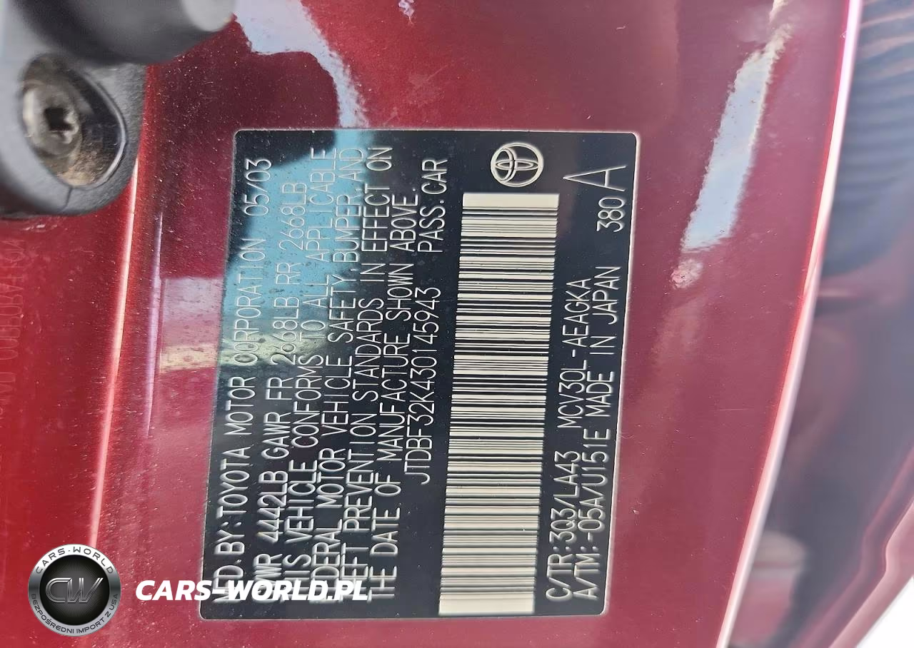 2003 Toyota Camry Xle V6 VIN:JTDBF32K430145943 - 12