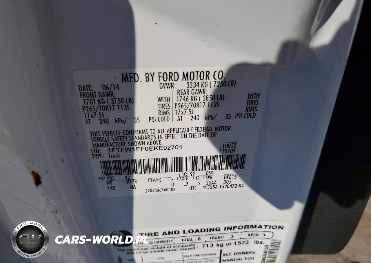 2014 Ford F150 Supercrew VIN:1FTFW1EF0EKE92701 - 12