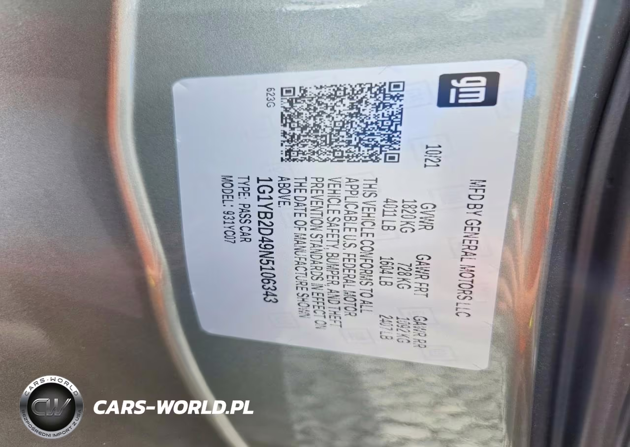 2022 Chevrolet Corvette Stingray 2Lt VIN:1G1YB2D49N5106343 - 13