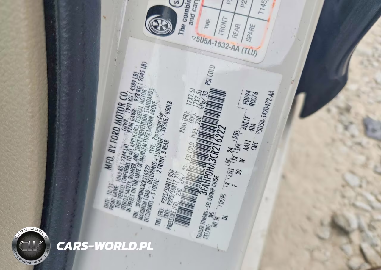 2012 Ford Fusion Se VIN:3FAHP0HA3CR216222 - 12