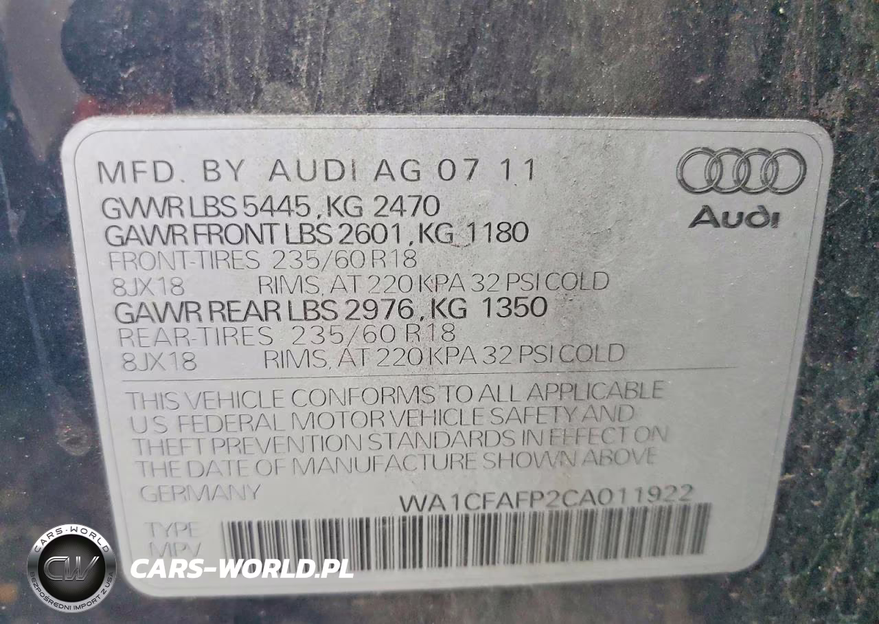 2012 Audi Q5 Premium VIN:WA1CFAFP2CA011922 - 12