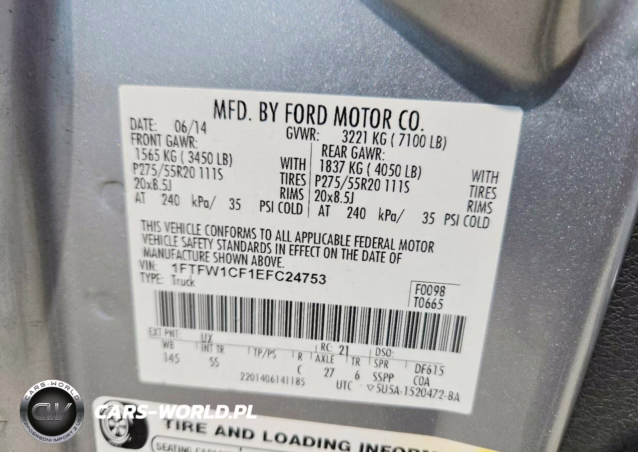 2014 Ford F150 Supercrew VIN:1FTFW1CF1EFC24753 - 12