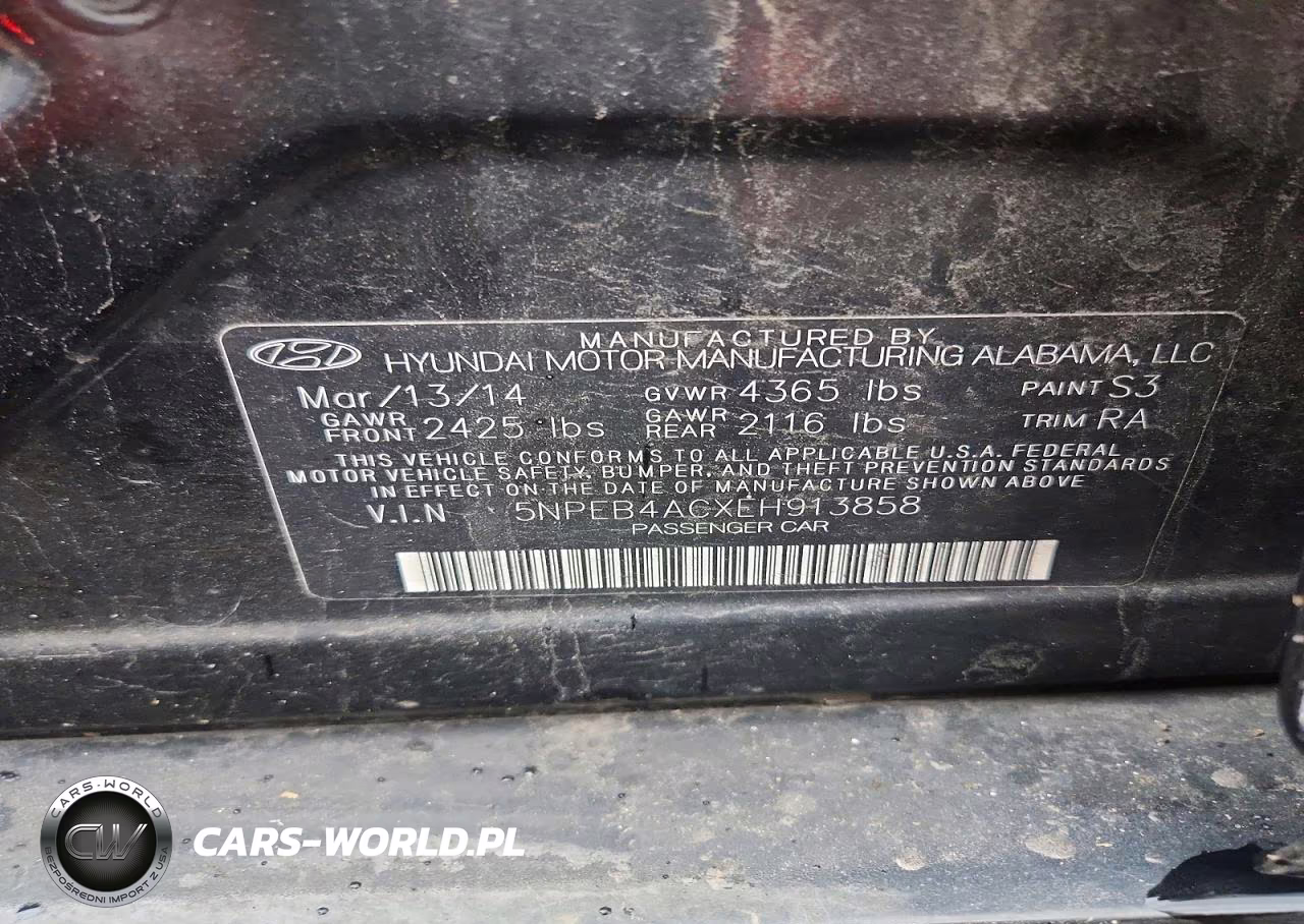2014 Hyundai Sonata Gls VIN:5NPEB4ACXEH913858 - 12