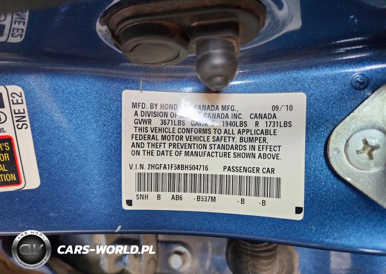 2011 Honda Civic Lx VIN:2HGFA1F58BH504716 - 12