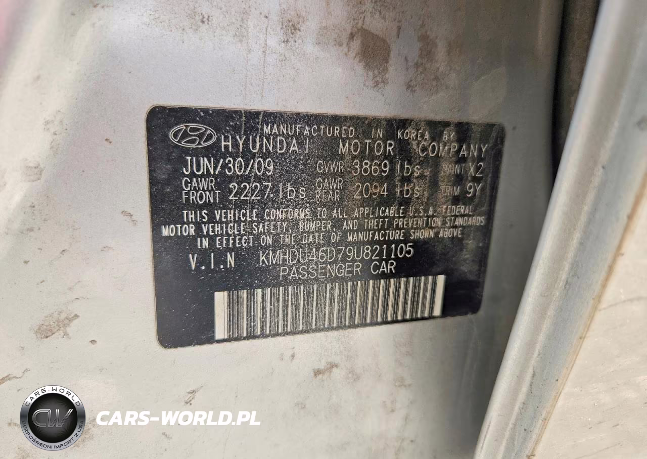 2009 Hyundai Elantra Gls VIN:KMHDU46D79U821105 - 12