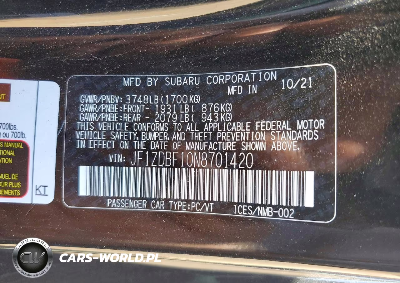 2022 Subaru Brz Limited VIN:JF1ZDBF10N8701420 - 12