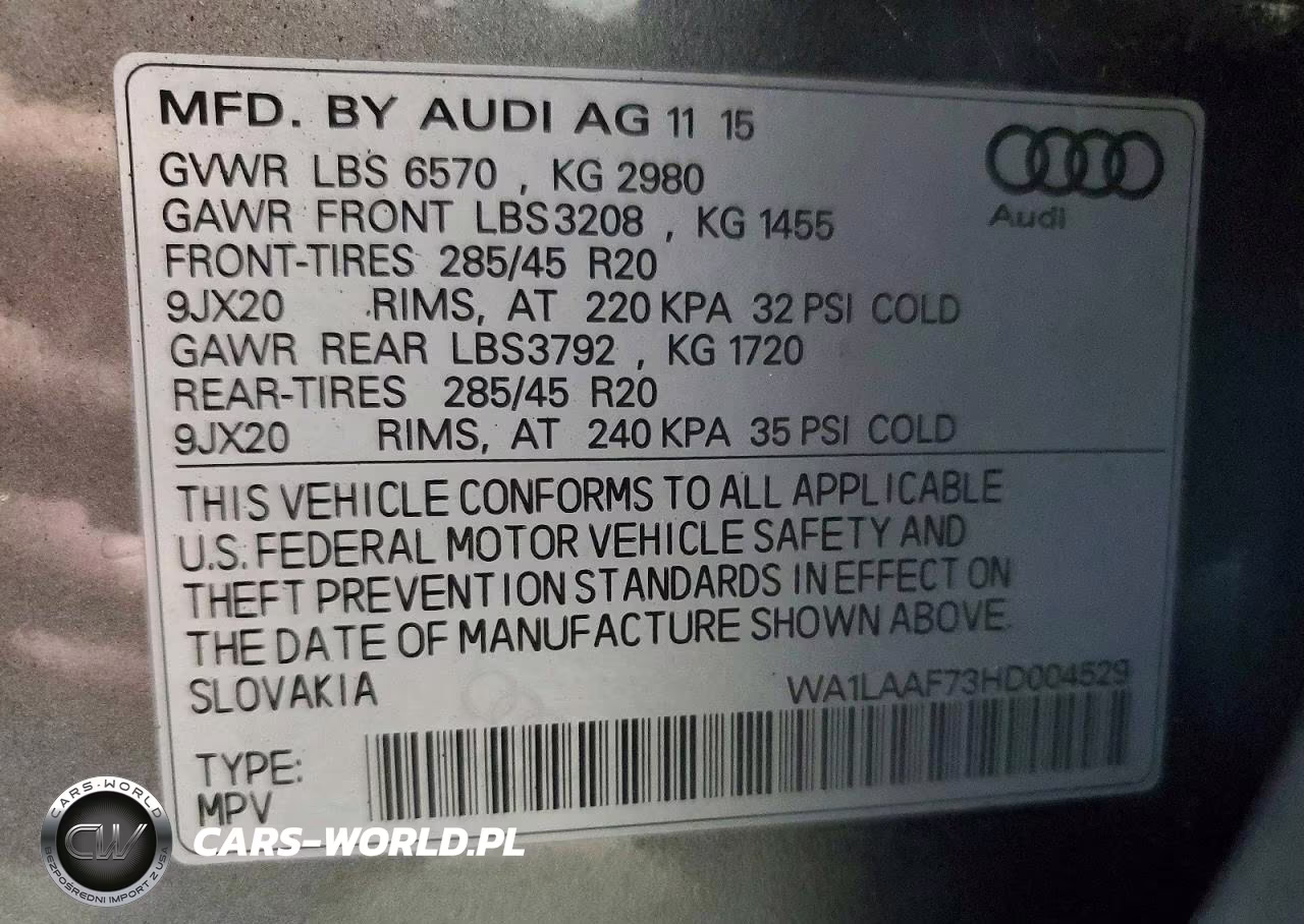 2017 Audi Q7 Premium Plus VIN:WA1LAAF73HD004529 - 14