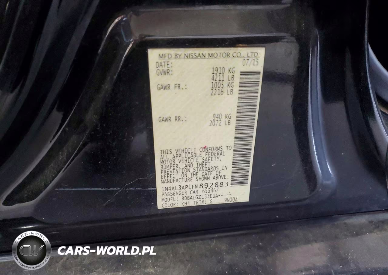 2015 Nissan Altima 2.5 S VIN:1N4AL3AP1FN892883 - 12