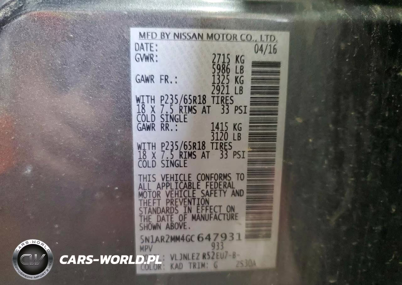 2016 Nissan Pathfinder Sv VIN:5N1AR2MM4GC647931 - 13