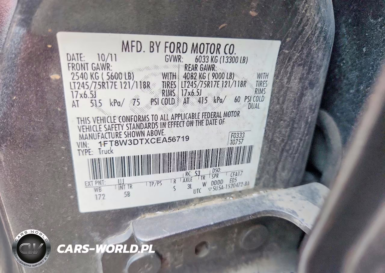 2012 Ford F350 Super Duty VIN:1FT8W3DTXCEA56719 - 13