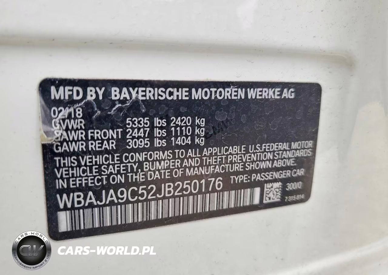 2018 BMW 530E VIN:WBAJA9C52JB250176 - 12
