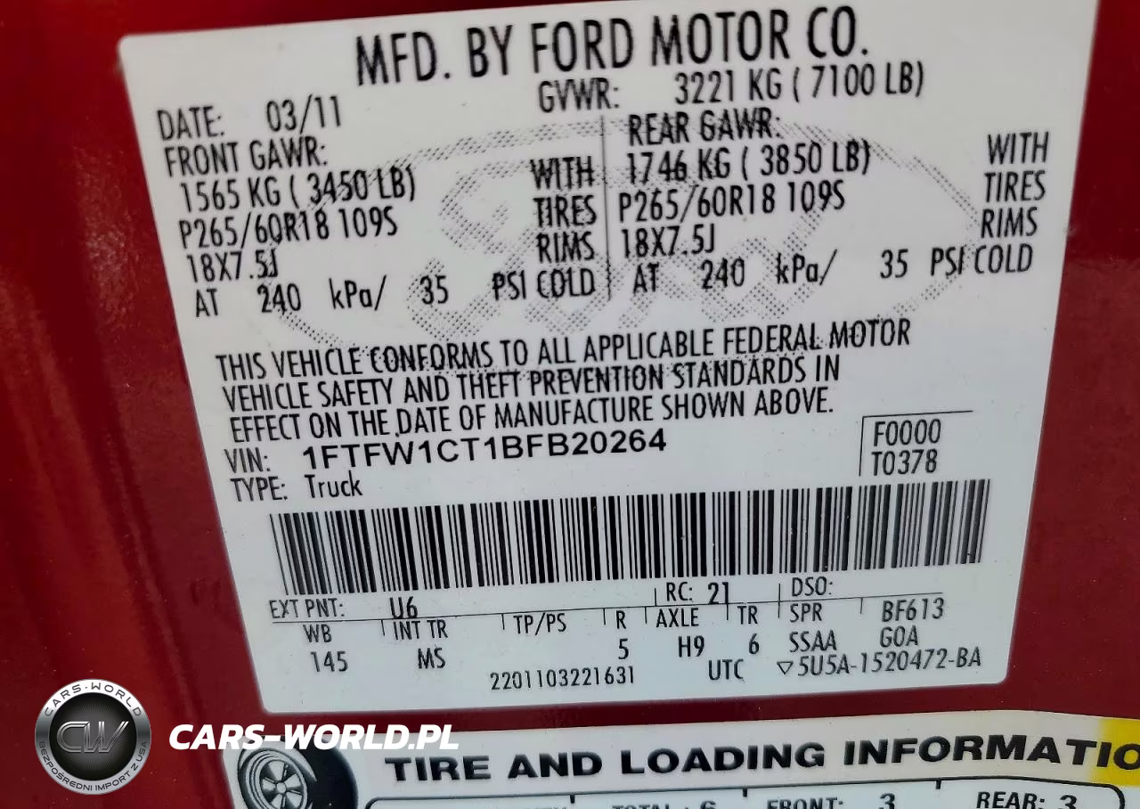 2011 Ford F150 Supercrew VIN:1FTFW1CT1BFB20264 - 12