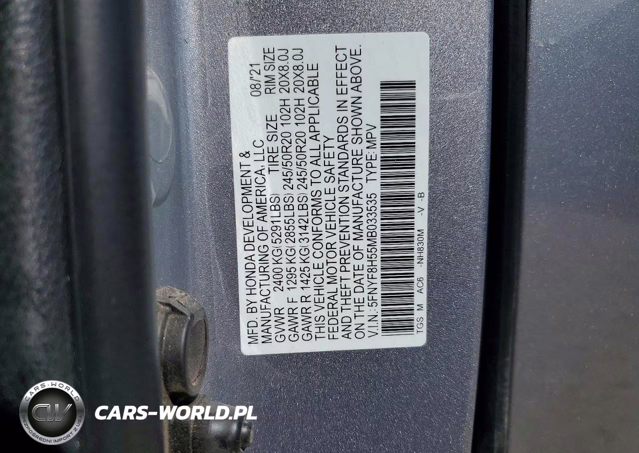 2021 Honda Passport Exl VIN:5FNYF8H55MB033535 - 12