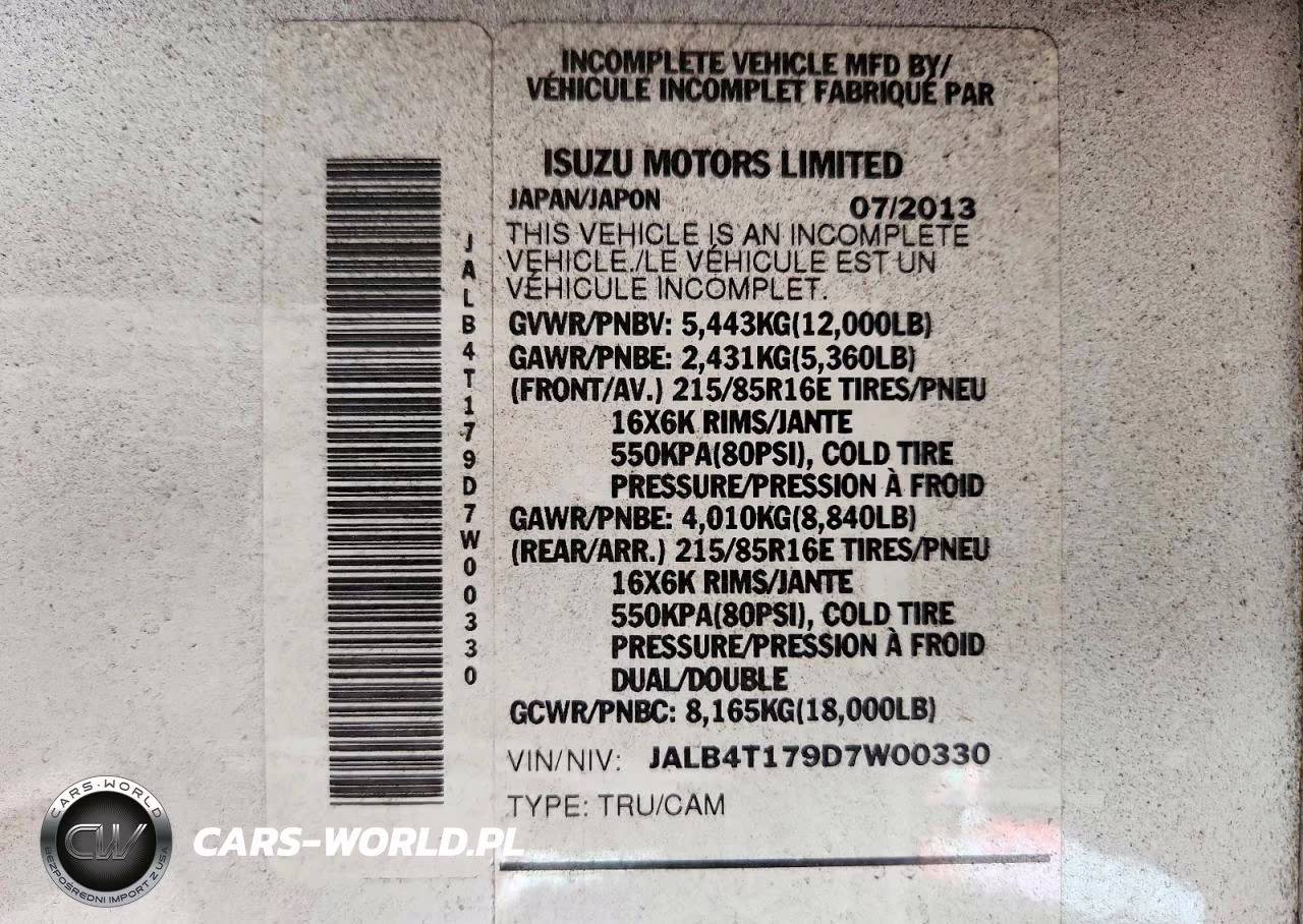 2013 Isuzu Npr VIN:JALB4T179D7W00330 - 13