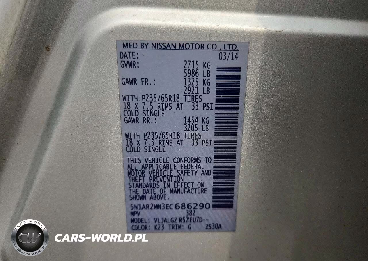 2014 Nissan Pathfinder Sl VIN:5N1AR2MN3EC686290 - 13