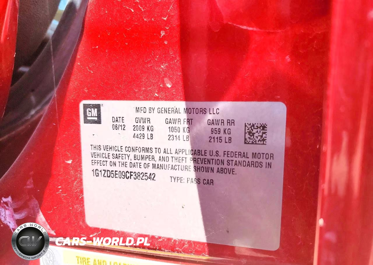 2012 Chevrolet Malibu 2Lt VIN:1G1ZD5E09CF382542 - 12