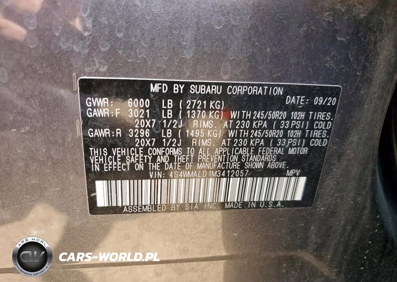 2021 Subaru Ascent Limited VIN:4S4WMALD1M3412057 - 13