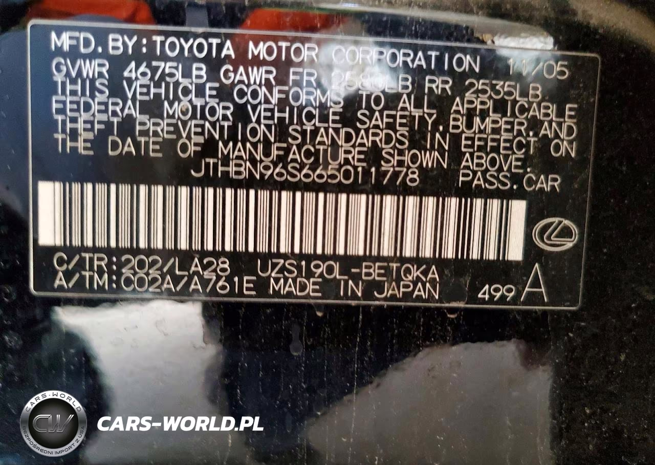 2006 Lexus Gs 430 VIN:JTHBN96S665011778 - 12