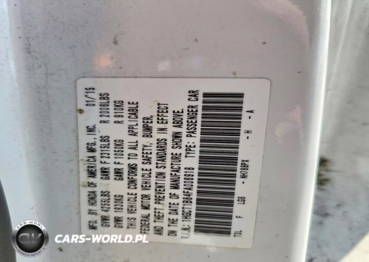 2015 Honda Accord Exl VIN:1HGCT1B84FA006918 - 12