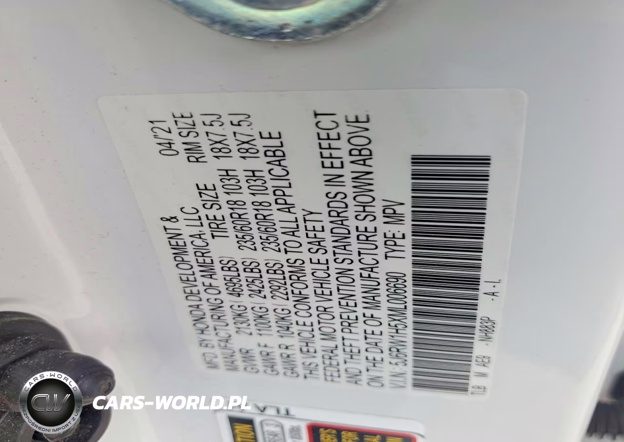 2021 Honda Cr-V Ex VIN:5J6RW1H5XML006690 - 13