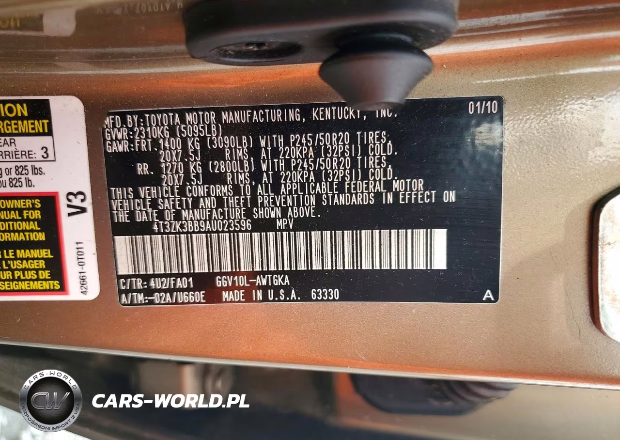 2010 Toyota Venza Fwd V6 VIN:4T3ZK3BB9AU023596 - 12