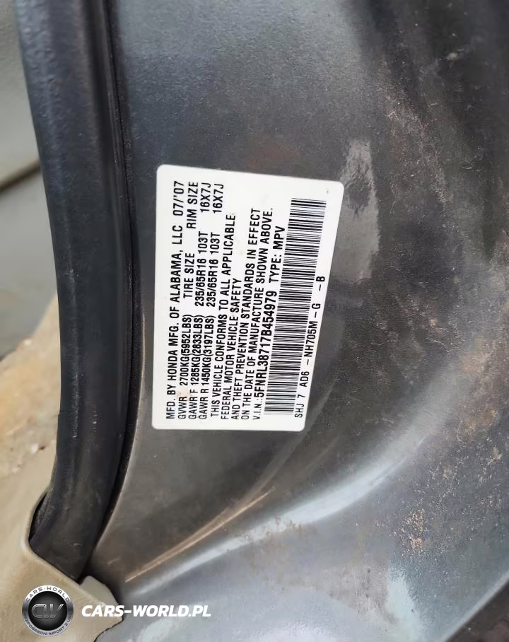2007 Honda Odyssey Exl VIN:5FNRL38717B454979 - 13