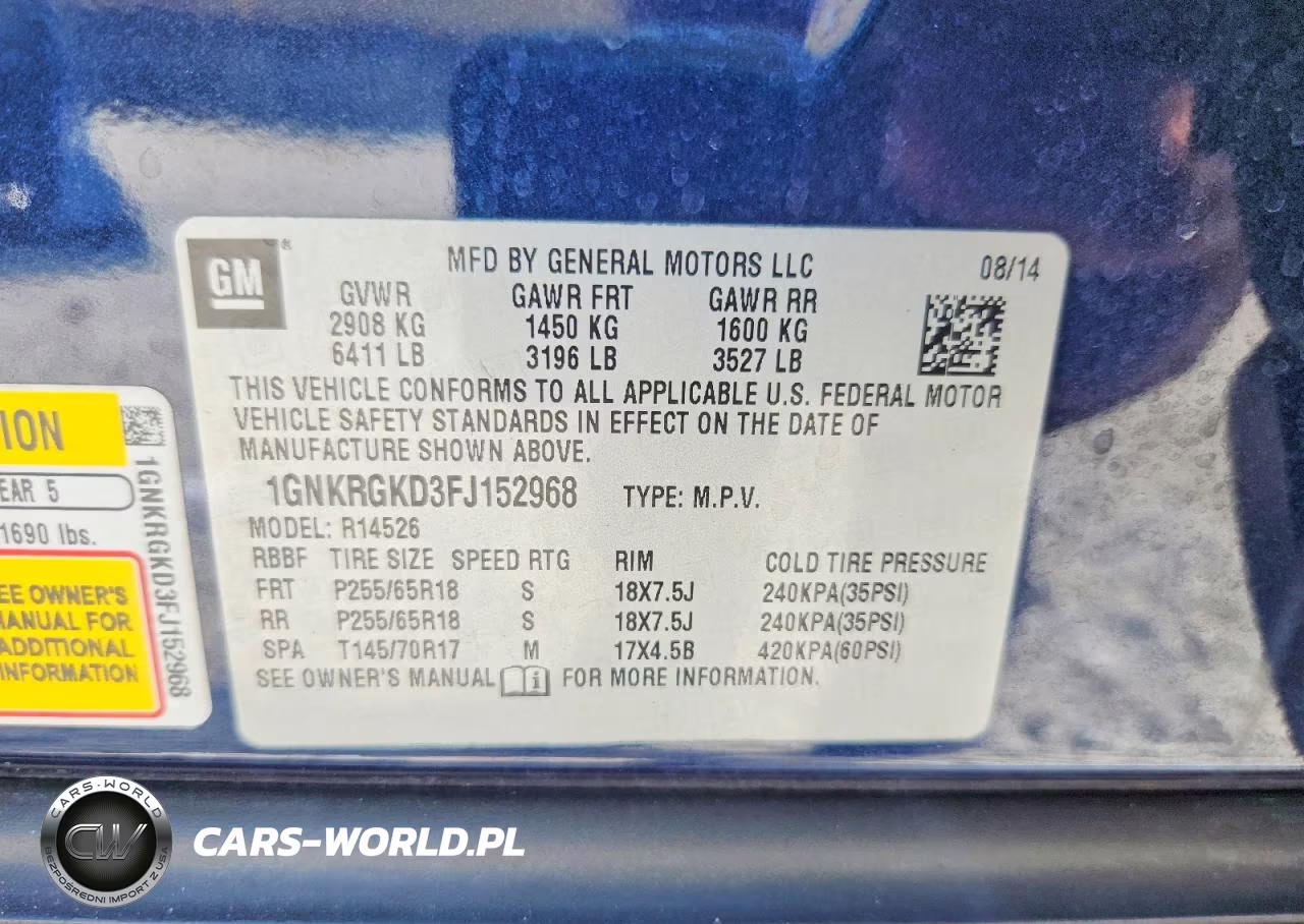 2015 Chevrolet Traverse Lt VIN:1GNKRGKD3FJ152968 - 13