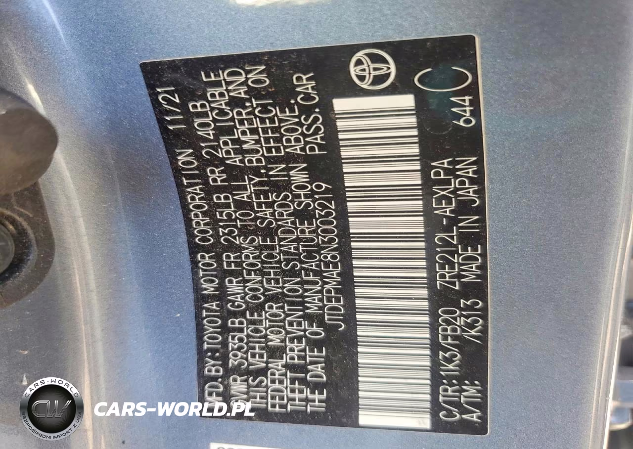 2022 Toyota Corolla Le VIN:JTDEPMAE8N3003219 - 12