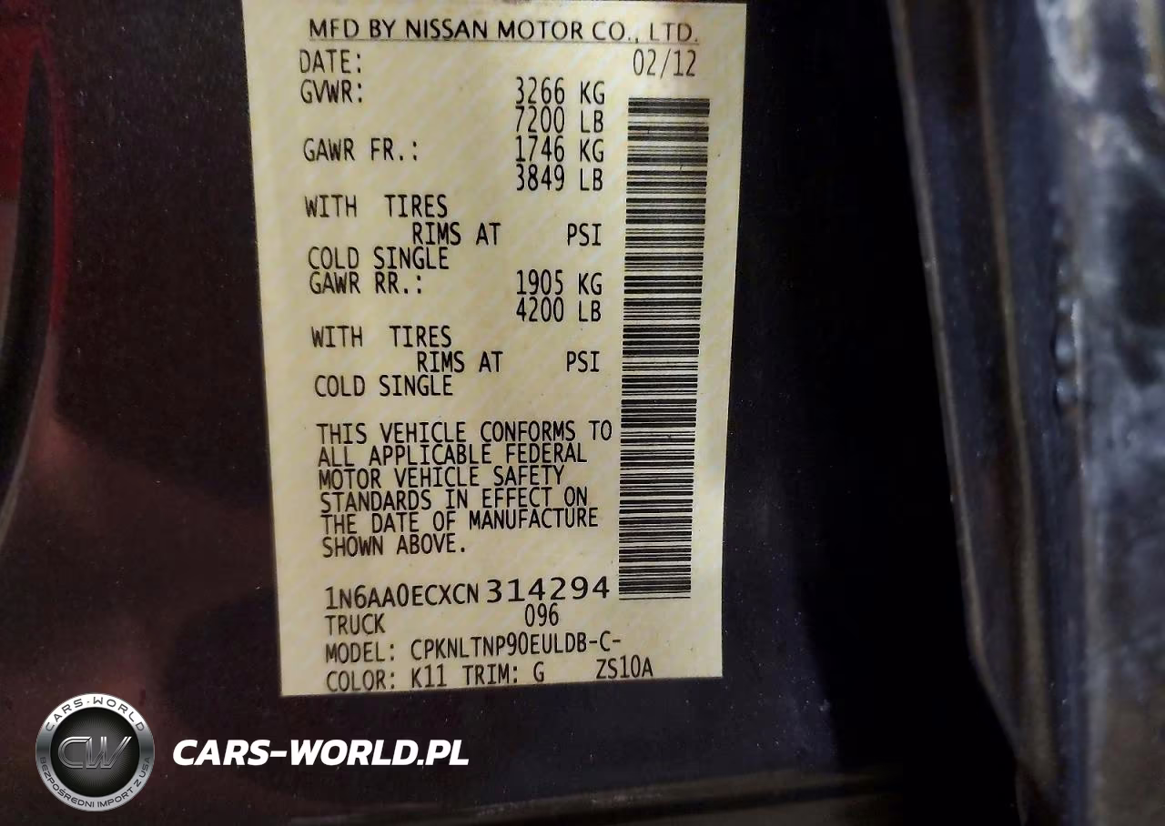 2012 Nissan Titan Sv VIN:1N6AA0ECXCN314294 - 12