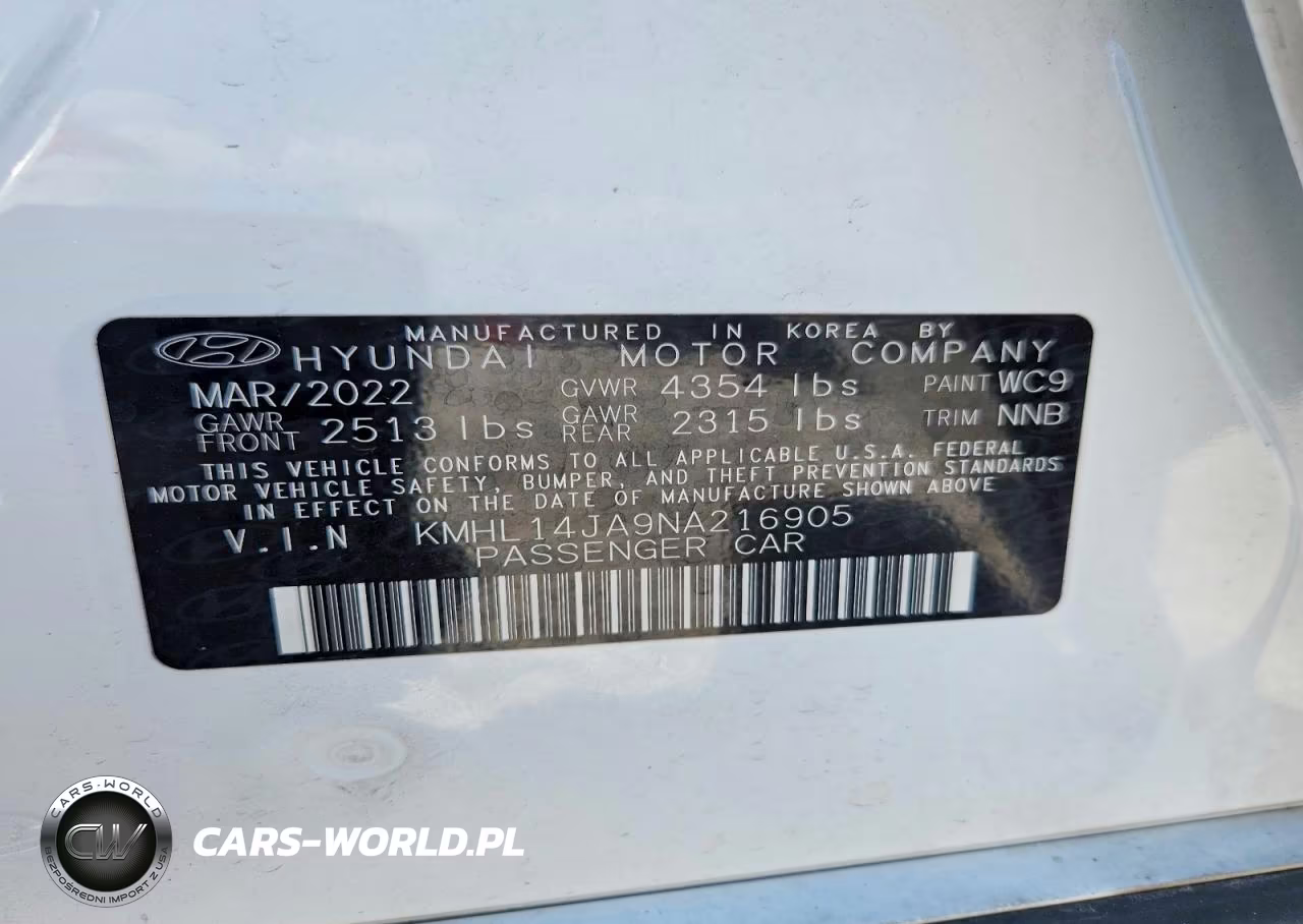 2022 Hyundai Sonata Sel VIN:KMHL14JA9NA216905 - 12
