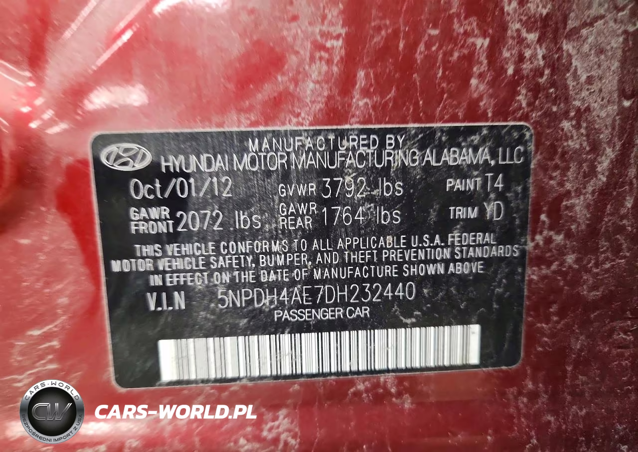 2013 Hyundai Elantra VIN:5NPDH4AE7DH232440 - 12