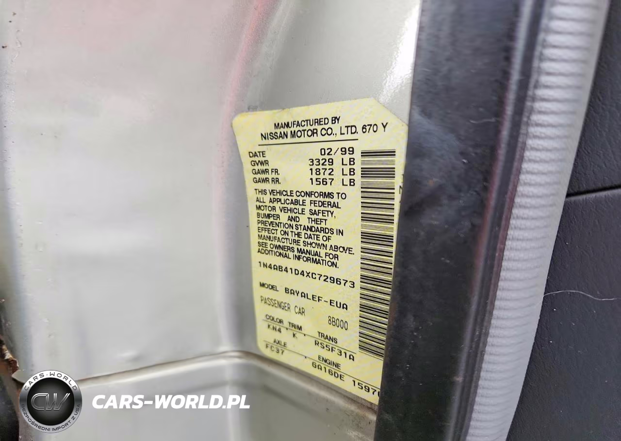 1999 Nissan Sentra Xe VIN:1N4AB41D4XC729673 - 12