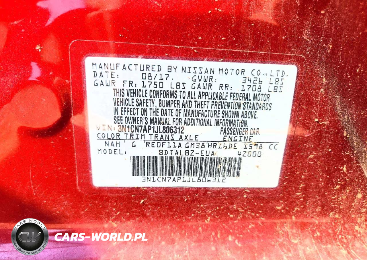 2018 Nissan Versa Sv VIN:3N1CN7AP1JL806312 - 12