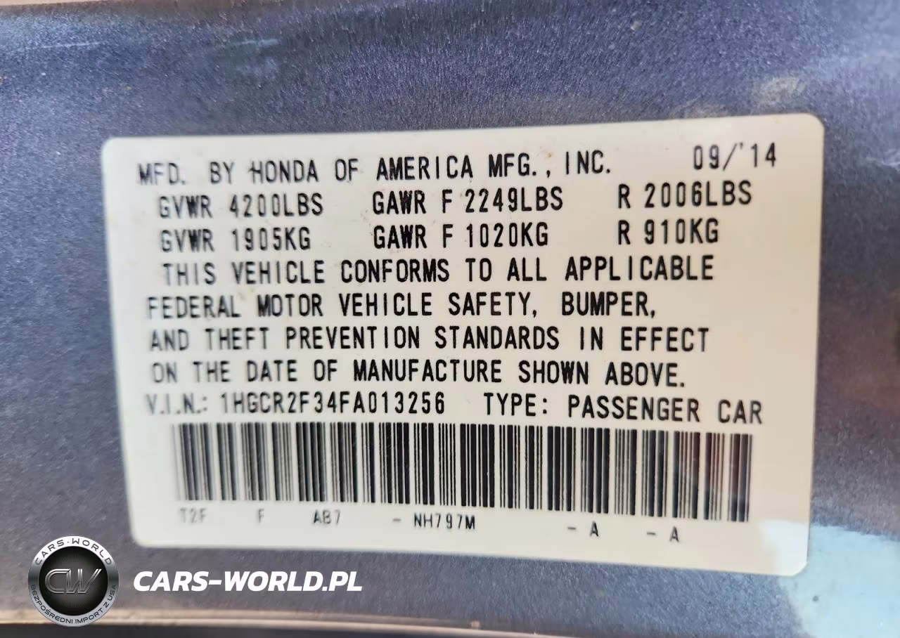 2015 Honda Accord Lx VIN:1HGCR2F34FA013256 - 12