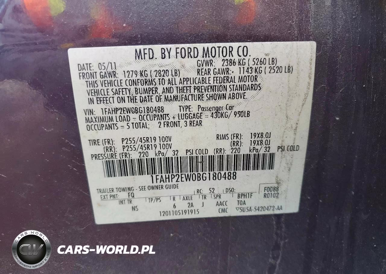2011 Ford Taurus Sel VIN:1FAHP2EW0BG180488 - 13
