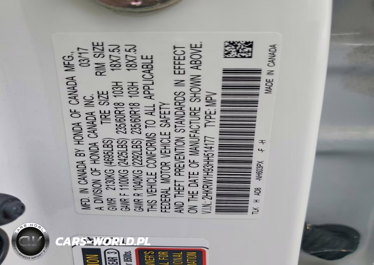 2017 Honda Cr-V Touring VIN:2HKRW1H93HH514177 - 13
