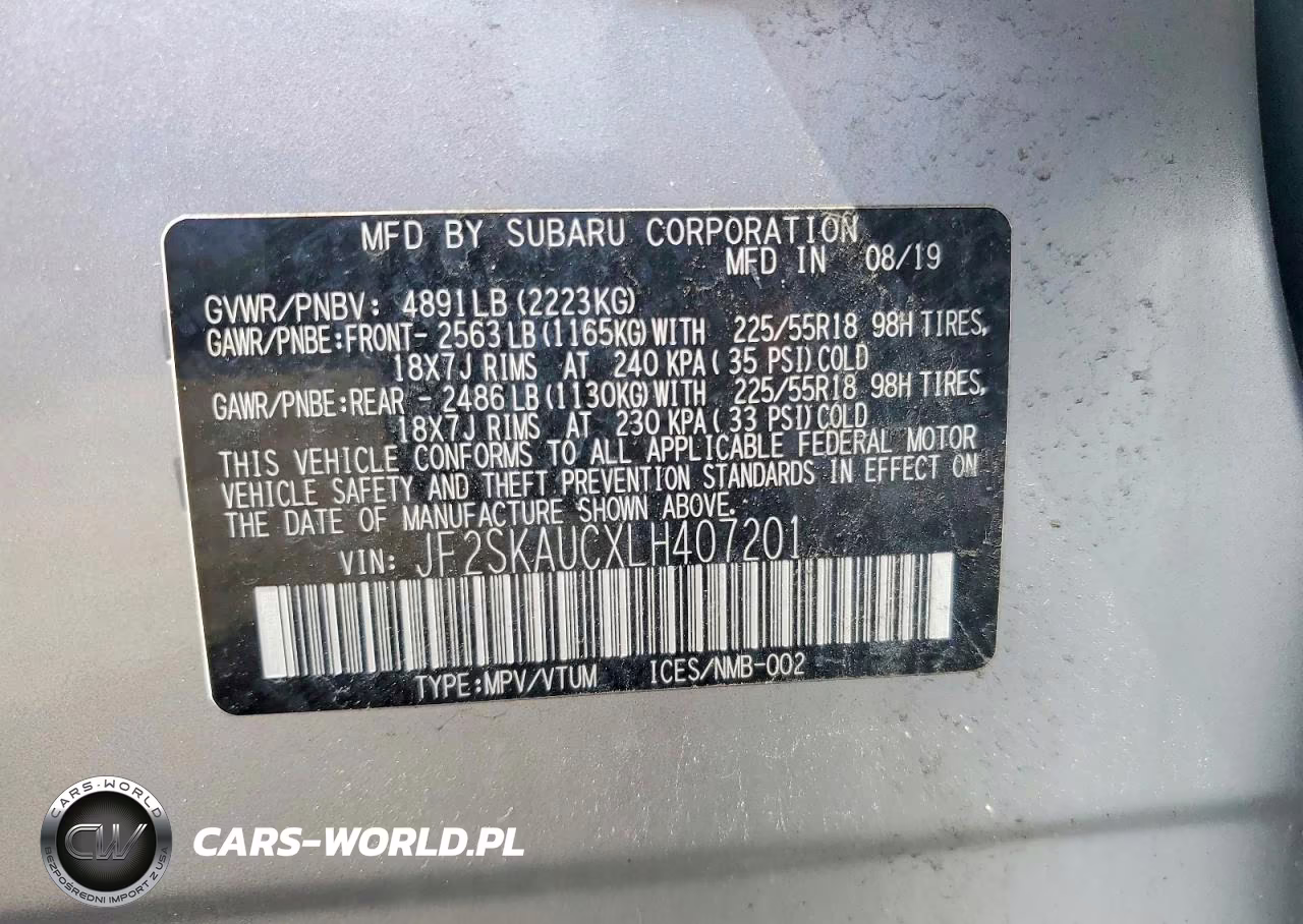2020 Subaru Forester Limited VIN:JF2SKAUCXLH407201 - 13