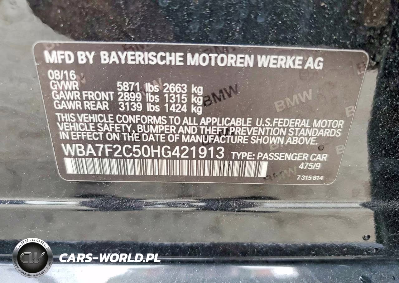 2017 BMW 750 Xi VIN:WBA7F2C50HG421913 - 13