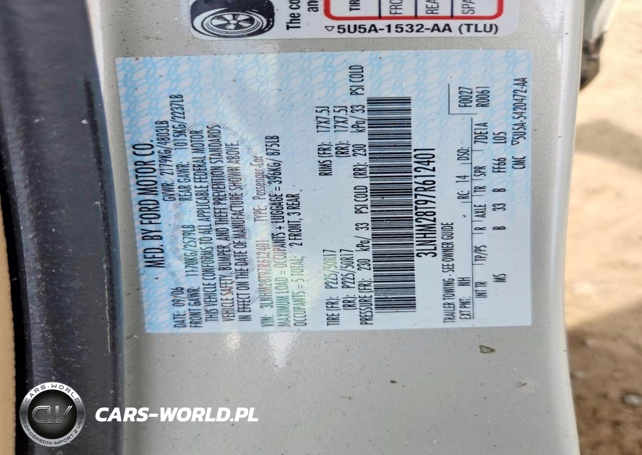 2007 Lincoln Mkz VIN:3LNHM28T97R612401 - 12